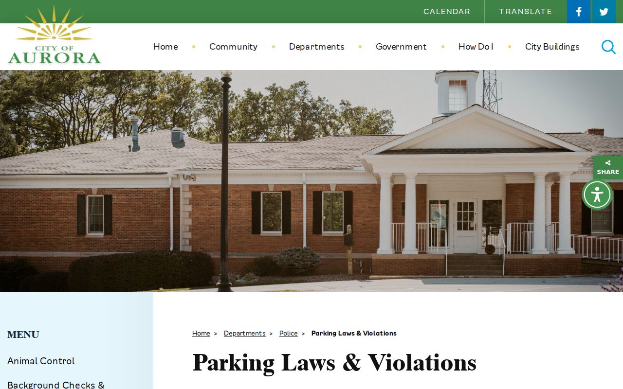 Aurora court docket and parking violations bureau information