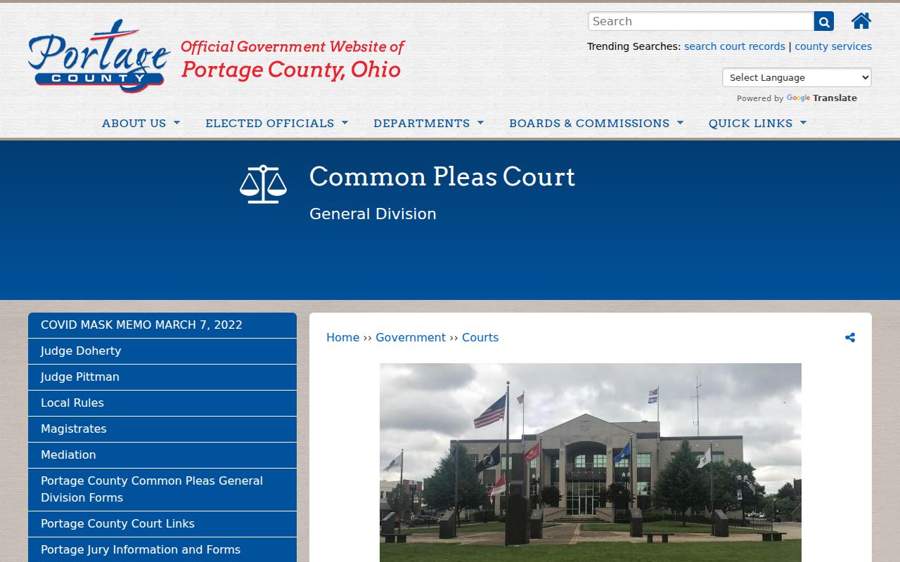 Portage County Case Lookup Common Pleas General Division clerk information