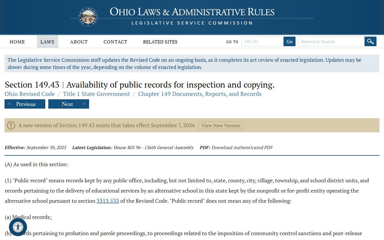 Portage County Court Record Search Ohio public-records statute