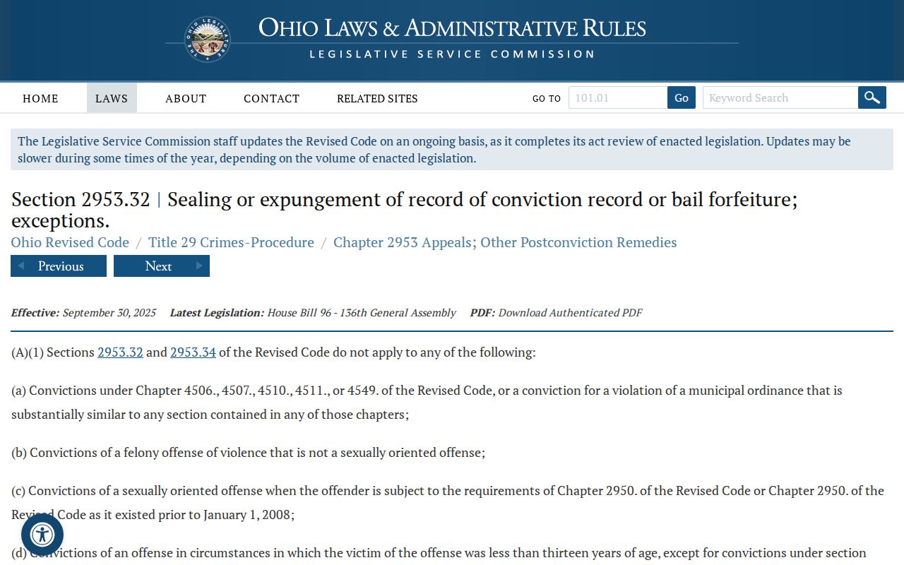 Portage County criminal docket adult sealing statute