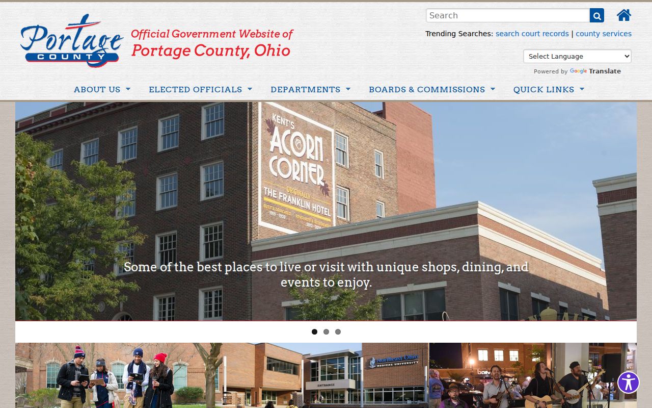Portage County court docket county government service page
