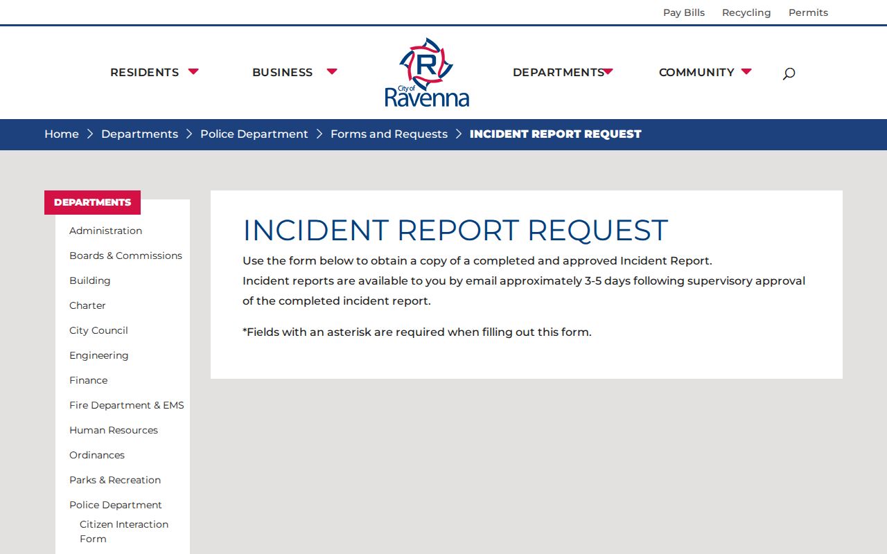 Ravenna court docket distinction from Ravenna police incident report request